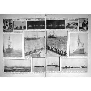  DAMAGED PRINT 1909 WAR SHIPS SPITHEAD VICTORIA NELSON 