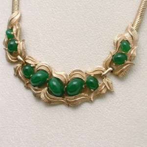Boucher Necklace Green Glass Cabs Vintage Classy  
