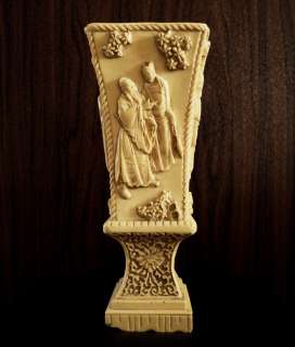   Faux Ivory Antique Sculptured Vase, Casting & Hand Carving  