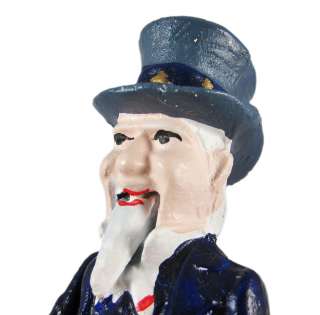 Hand Painted UNCLE SAM Cast Iron Mechanical Bank Money  