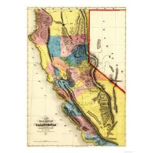  California   Panoramic Map Premium Poster Print, 24x32 