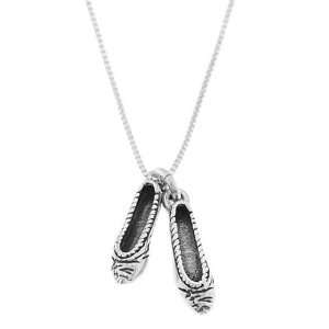    Sterling Silver 3 Dimensional Moccasin Shoes Necklace Jewelry