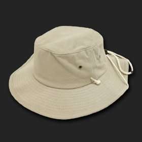 Khaki Tan Aussie Style Outback Drawstring Boonie Hat    Bucket Hat 