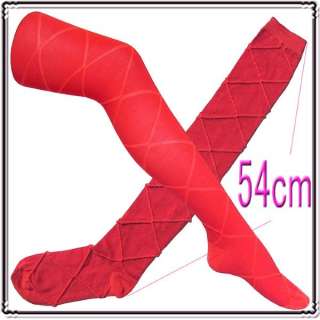 colors stereoscopic rhombus over knee socks/stockings  