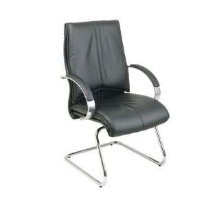  Deluxe Mid Back Leather Visitors Chair with Chrome Base 