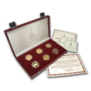  Russia 1980 Olympics Gold Proof 100 Rouble 6 Coin Set Case 