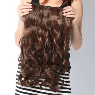 Appealing with 5 clips One Piece long curly wavy Hair Wig in 3 Clors 