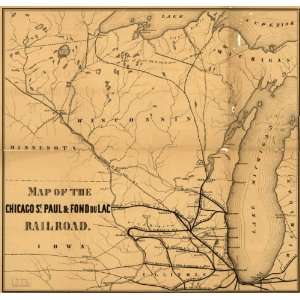  1855 Map of Chicago, St. Paul & Fond du Lac Railroad