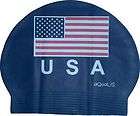 New AQUALIS USA American Flag Navy Latex Swim Cap