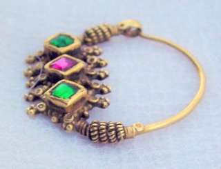   ANTIQUE COLLECTIBLE TRIBAL OLD GOLD NOSE RING NOSEPIN PENDANT INDIA