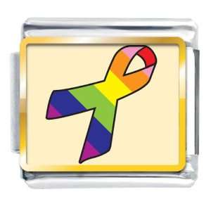  Rainbow Ribbon Awareness Italian Charms Bracelet Link 