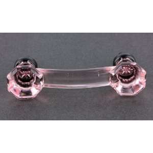    Pink Glass Pull   Octagon w/ Oil Rubbed Bronze 3