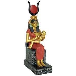  Isis Nursing Horus Statue, Color and Gold Finish