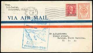 1929 Canal Zone 1st Flight Air Mail Cover Scott C3, U9  
