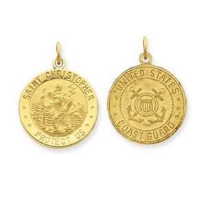  14k Yellow Gold US Coast Guard Saint Christopher Medal 