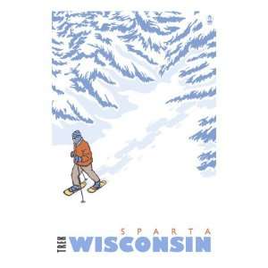 Stylized Snowshoer, Sparta, Wisconsin Giclee Poster Print, 18x24 