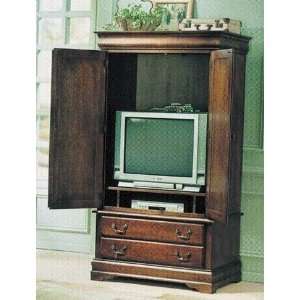  TV Armoire Stand Louis Phillipe Style Oak Finish