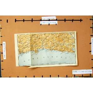 1913 MAP RIVIERA CORSICA GENOVA CHIAVARI LIGURE
