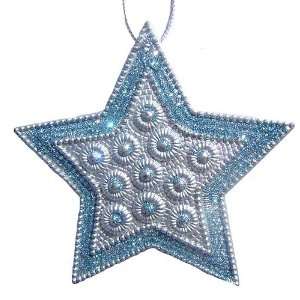  Stunning Silver Blue Iridescent Star Christmas Ornament 