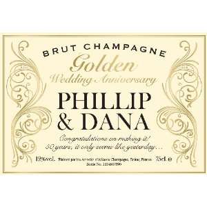  Personalized Champagne Labels   Golden Anniversary Office 