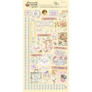    Heartwarming Vintage Cardstock Stickers   Baby Girl