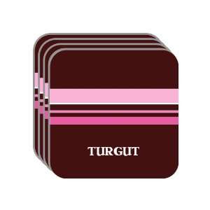 Personal Name Gift   TURGUT Set of 4 Mini Mousepad Coasters (pink 