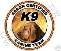 ARSON CERTIFIED DECAL BLOODHOUND FIRE CANINE  