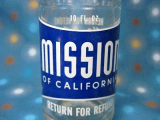 Mission of California Soda Pop Glass Bottle 10 oz.Los Angeles OLD 