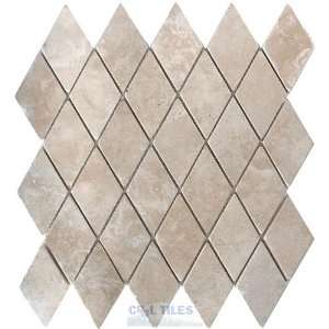  2 x 2 rhomboids tumbled travertine mosaic sheet in 