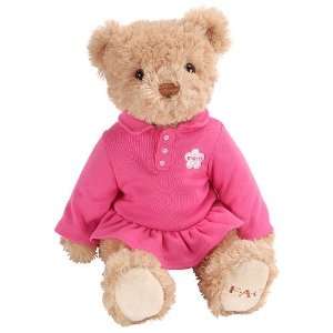  FAO Schwarz 12 inch Pink Polo Dress Plush Bear   Tan Toys 