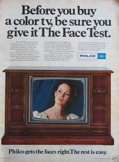 1968 PHILCO COLOR TV TELEVISION Vintage Print Ad 10x13  