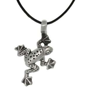  Pewter Jumping Frog Necklace Jewelry