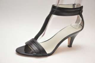 NINE WEST Briella Black Leather T Strap Sandal Heel Womens Shoes 8 M 