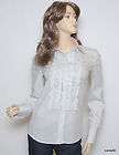 New $158 Tahari JULIETE Stretch Cotton Ruffle Blouse Shirt Top ~Black 