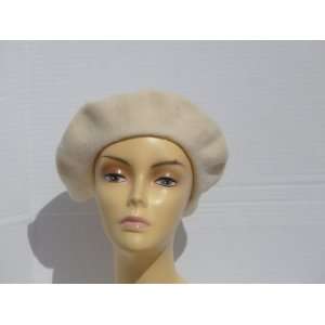    Womens Beret French Beret Hat Tam 100% Wool (Cream) Beauty