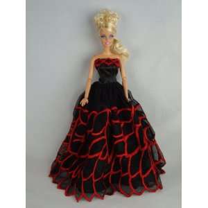  Black Ball Gown with Red Lace Details Made for the Barbie 