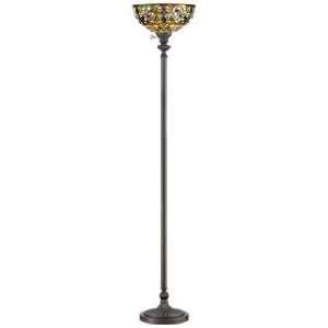  Quoizel Kami Tiffany Style Torchiere Floor Lamp