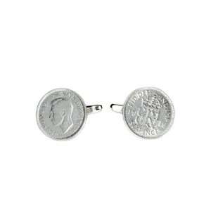  LUCKY 6 Real Silver Sixpence UK Coin Piece Cufflinks 