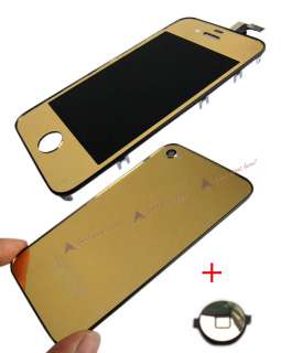 Mirror Front Touch Screen LCD Assembly+Back Cover+Button for Iphone 4G 