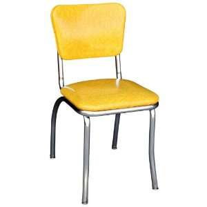   Cracked Ice Yellow  with 1 in. Pulled Seat   set of 2 Chrome   Cracked