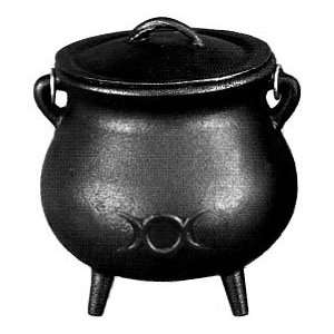  7 Inch Cast Iron Triple Moon Cauldron with Lid Everything 