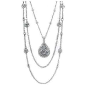 Fashion Costume Jewelry 28 Inch Triple Strand Long Necklace and 