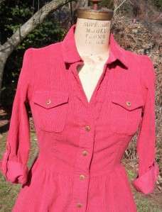 NWOT Anthropologie Fei Red Button Down Refined Corduroy Shirtdress 
