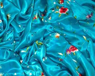 Huge Embroidered Silk Wrap Opera Shawl Scarf Turquoise Multi Maya New 