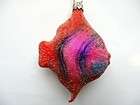 FISH CARIBBEAN TROPICAL GLASS CHRISTMAS ORNAMENT RED FROSTED