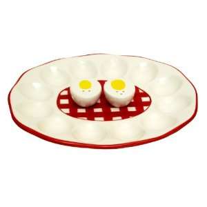  Ceramic Deviled Egg Salt/Pepper Platter Set Everything 