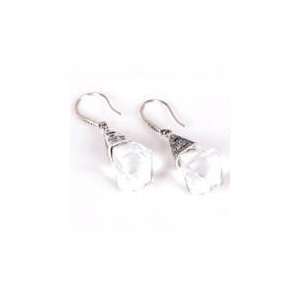   925 Sterling Silver Earrings Water Droplets Shape Crystal 1.6 Je162