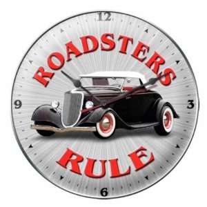   Rule Auto Hot Rod Vintage Car Garage Metal Clock Sign