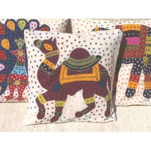  Barmer Applique Pillow Cover   Rajasthani Camel