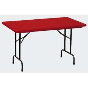 Folding Table   Molded Plastic Top (Red) (29H x 24W x 48L)  